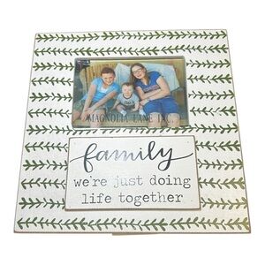 Magnolia Lane Green and White Botanical Picture Frame with Rustic Accents